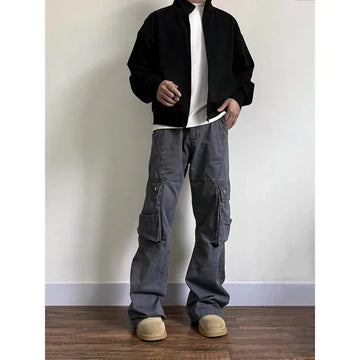 Riolio Men's Green Cargo Pants Baggy Harajuku Streetwear Straight Pants Y2k 2000s Parachute Pants Vintage Trousers Clothes Fashion